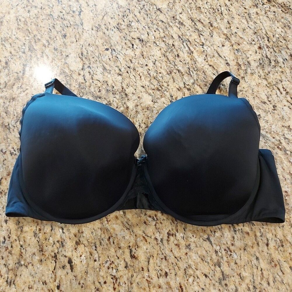 TORRID CURVE Bra 46DDD Black Lightly Lined Full Coverage Balconett UW Satin